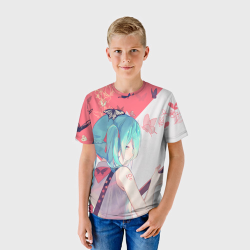 Детская футболка 3D Miku поет, цвет 3D печать - фото 3