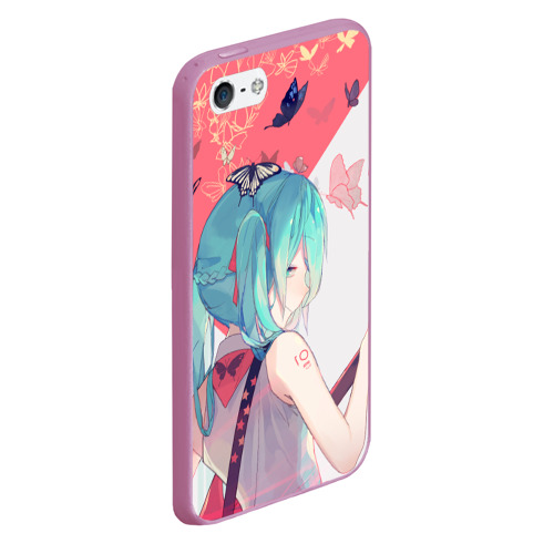 Чехол для iPhone 5/5S матовый Miku поет, цвет розовый - фото 3