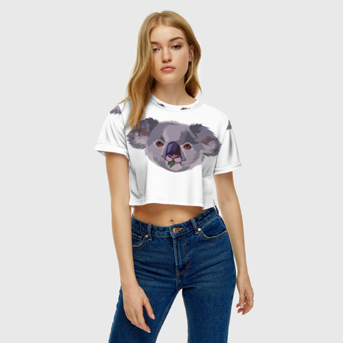 Женская футболка Crop-top 3D Koala, цвет 3D печать - фото 3