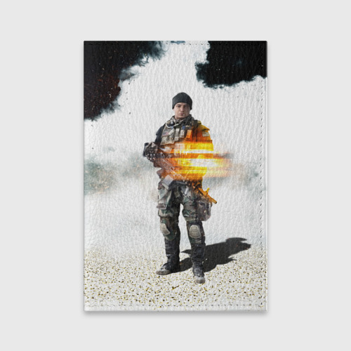 Обложка для паспорта матовая кожа Battlefield 4 Soldier, цвет красный