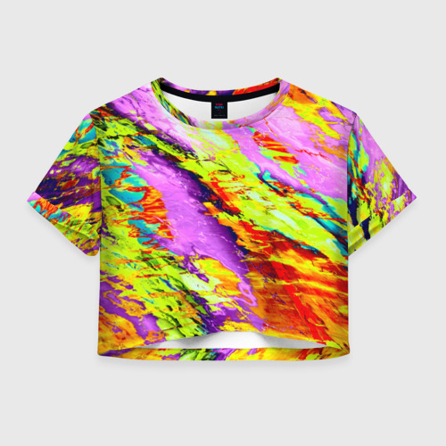 Женская футболка Crop-top 3D Акварельные краски, цвет 3D печать
