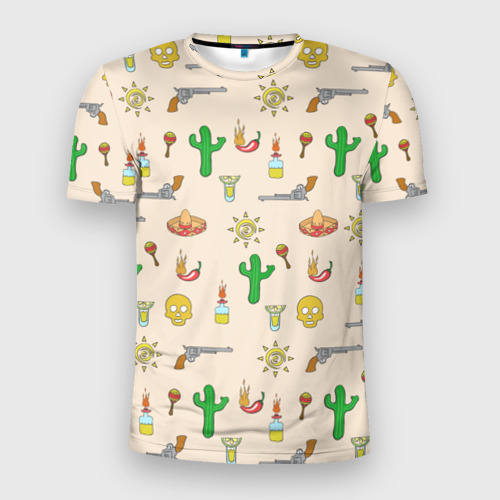 Мужская футболка 3D Slim Мексиканский коллаж, цвет 3D печать