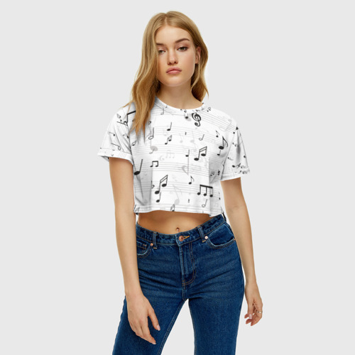 Женская футболка Crop-top 3D Ноты, цвет 3D печать - фото 3