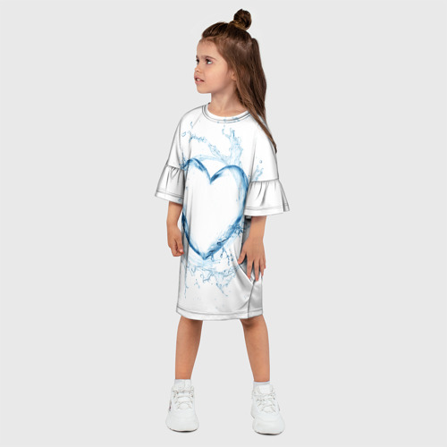 Детское платье 3D Водяное сердце, цвет 3D печать - фото 3