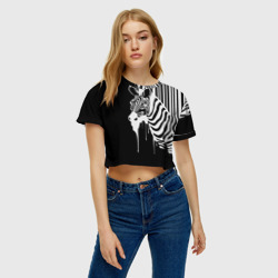 Женская футболка Crop-top 3D Зебра - фото 2