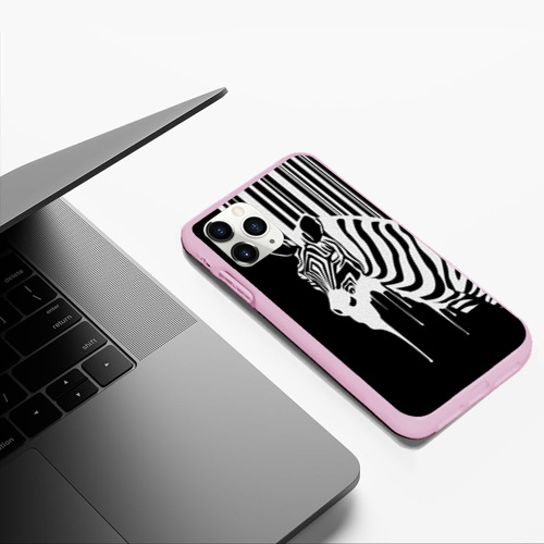 Чехол для iPhone 11 Pro Max матовый Зебра, цвет розовый - фото 5