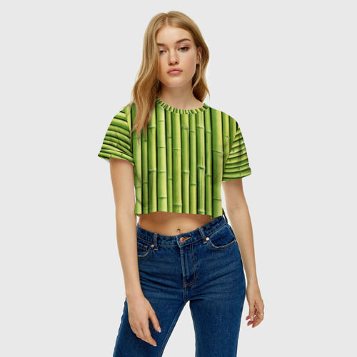 Женская футболка Crop-top 3D Бамбук, цвет 3D печать - фото 3