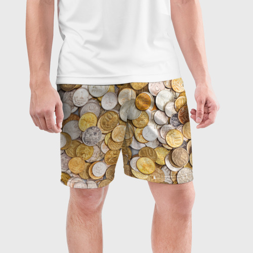 Мужские шорты спортивные Российские монетки, цвет 3D печать - фото 3