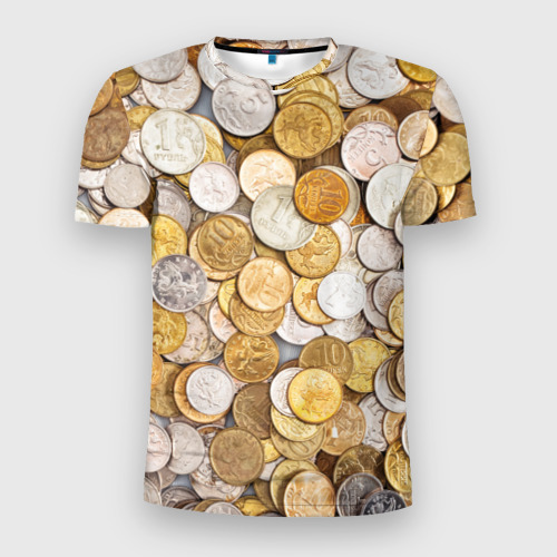 Мужская футболка 3D Slim Российские монетки, цвет 3D печать