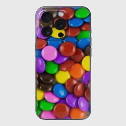 Чехол для iPhone 16 Pro Max силиконовый с защитой камеры Цветные конфетки