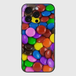 Чехол для iPhone 16 Pro силиконовый с защитой камеры Цветные конфетки