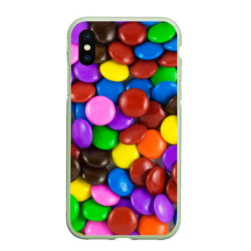 Чехол для iPhone XS Max матовый Цветные конфетки, цвет салатовый