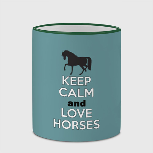 Кружка с полной запечаткой Keep calm and horses, цвет Кант зеленый - фото 4