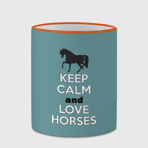 Кружка с полной запечаткой Keep calm and horses, цвет Кант оранжевый - фото 4