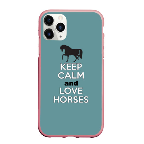 Чехол для iPhone 11 Pro Max матовый Keep calm and horses, цвет баблгам