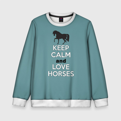 Детский свитшот 3D Keep calm and horses, цвет 3D печать