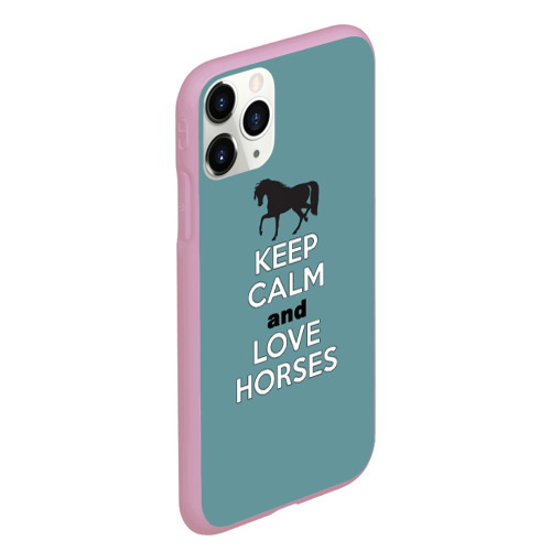 Чехол для iPhone 11 Pro Max матовый Keep calm and horses, цвет розовый - фото 3