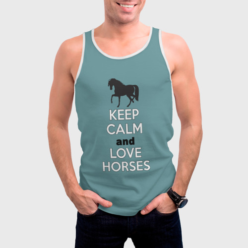 Мужская майка 3D Keep calm and horses - фото 3