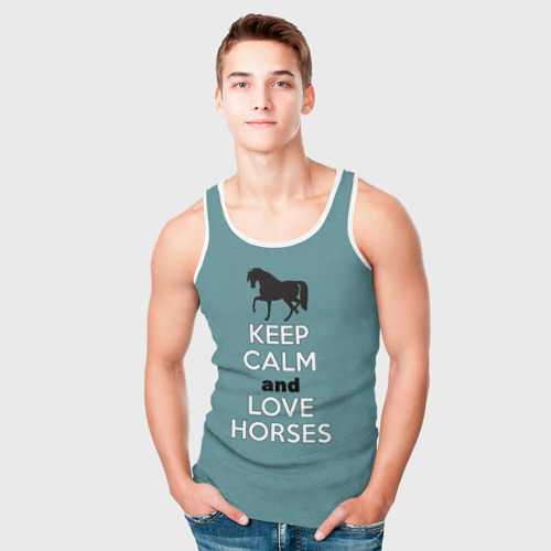 Мужская майка 3D Keep calm and horses - фото 5