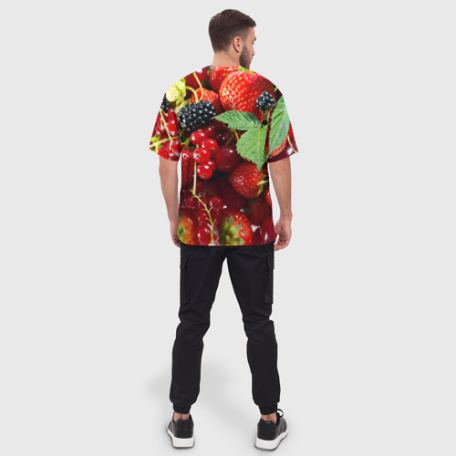Мужская футболка oversize 3D Любимые ягоды, цвет 3D печать - фото 4