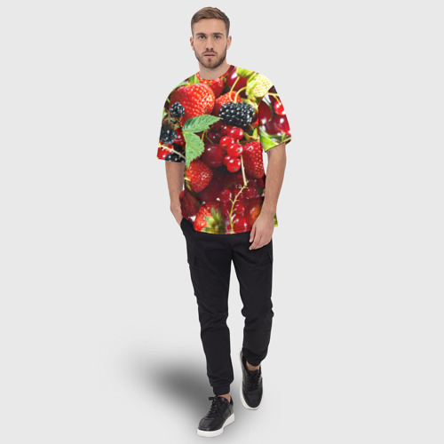 Мужская футболка oversize 3D Любимые ягоды, цвет 3D печать - фото 5