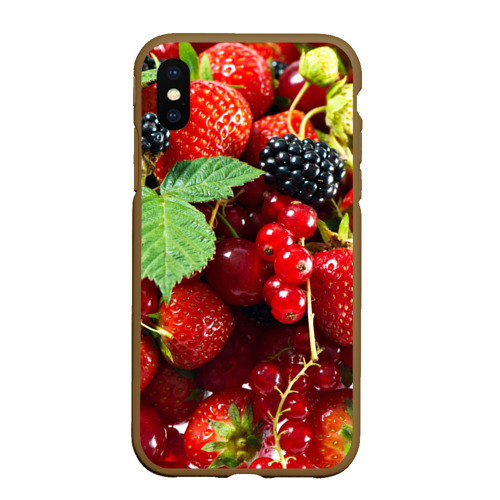 Чехол для iPhone XS Max матовый Любимые ягоды, цвет коричневый
