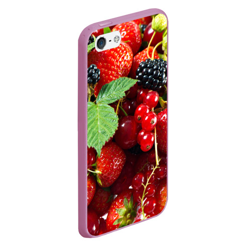 Чехол для iPhone 5/5S матовый Любимые ягоды, цвет розовый - фото 3
