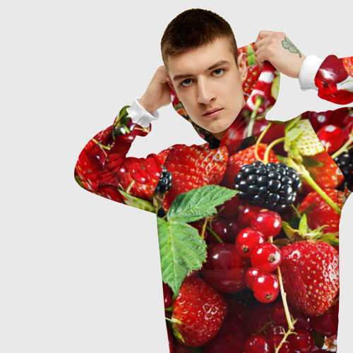 Мужская толстовка 3D Любимые ягоды, цвет белый - фото 5