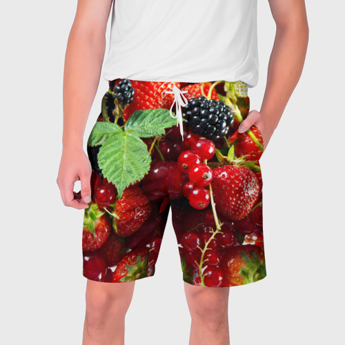 Мужские шорты 3D с принтом Любимые ягоды, вид спереди #2