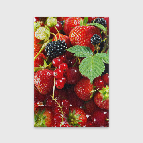 Обложка для паспорта матовая кожа Любимые ягоды, цвет синий - фото 2