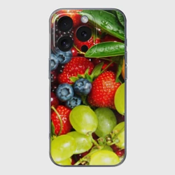 Чехол для iPhone 16 Pro Max силиконовый с защитой камеры Вкусные ягоды