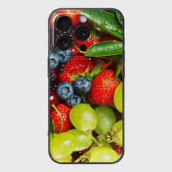 Чехол для iPhone 16 Pro силиконовый с защитой камеры Вкусные ягоды