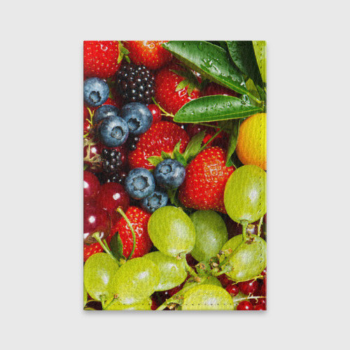 Обложка для паспорта матовая кожа Вкусные ягоды, цвет черный