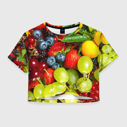 Женская футболка Crop-top 3D Вкусные ягоды, цвет 3D печать