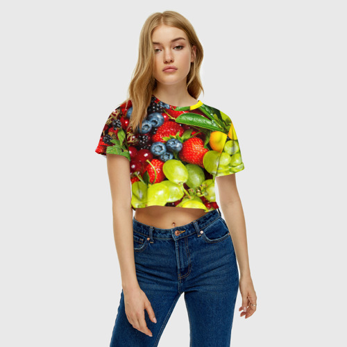 Женская футболка Crop-top 3D Вкусные ягоды - фото 4