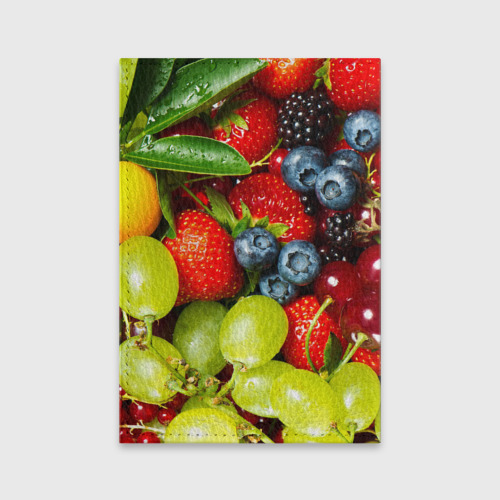 Обложка для паспорта матовая кожа Вкусные ягоды, цвет черный - фото 2