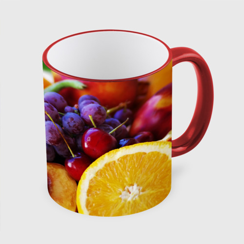 Кружка с полной запечаткой Спелые фрукты, цвет Кант красный - фото 3
