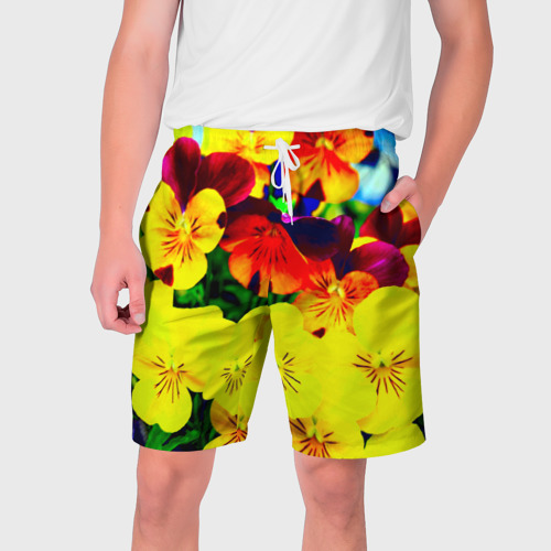 Мужские шорты 3D с принтом Цветы, вид спереди #2