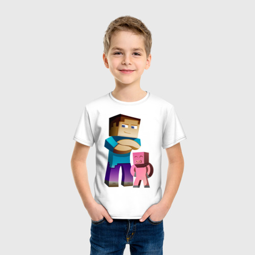Детская футболка хлопок Minecraft, цвет белый - фото 3