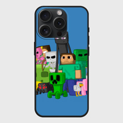Чехол силиконовый для Apple iPhone 15 Pro матовый Майнкрафт