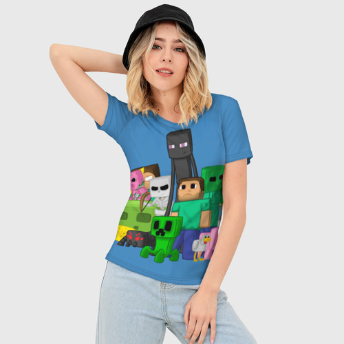 Женская футболка 3D Slim Майнкрафт, цвет 3D печать - фото 3