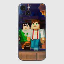 Чехол для iPhone 15 силиконовый с защитой камеры Майнкрафт