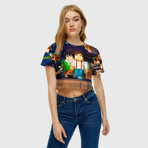 Женская футболка Crop-top 3D Майнкрафт, цвет 3D печать - фото 4