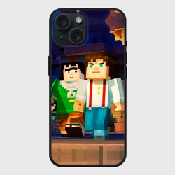 Чехол силиконовый для Apple iPhone 15 матовый Майнкрафт