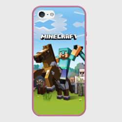 Чехол для iPhone 5/5S матовый Minecraft на коне