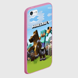 Чехол для iPhone 5/5S матовый Minecraft на коне - фото 2