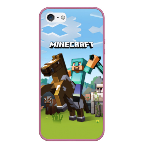 Чехол для iPhone 5/5S матовый Minecraft на коне