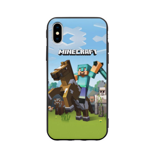 Чехол для Apple iPhone X силиконовый матовый Minecraft на коне Фото 01 Чехол для Apple iPhone X силиконовый матовый Minecraft на коне Фото 01