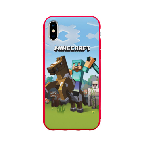 Чехол для Apple iPhone X силиконовый матовый Minecraft на коне Фото 01 Чехол для Apple iPhone X силиконовый матовый Minecraft на коне Фото 01