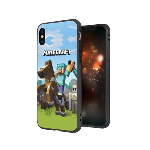 Чехол для Apple iPhone X силиконовый матовый Minecraft на коне Фото 01 Чехол для Apple iPhone X силиконовый матовый Minecraft на коне Фото 01